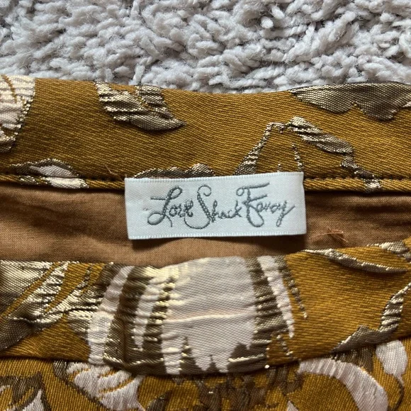 LoveShackFancy Gold Floral Ruffle Mini Skirt — XS - Picture 4 of 4
